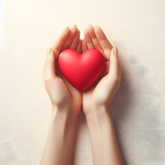 Gentle Hands Cradling a Heart Symbolizing Love and Support isolted in white background 