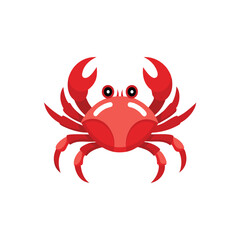  Red crab with raised claws isolated flat vector illustration on white background