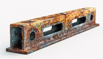 Vintage rusty metal frame isolated on transparent 