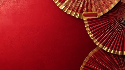 A red background with three red fans on it