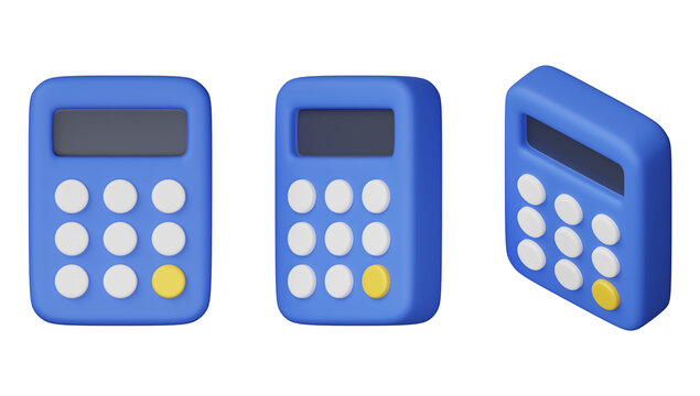 blue calculator icon 3D graphic