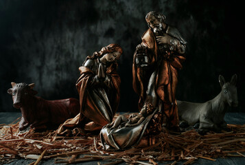 the holy family, and the donkey and the ox