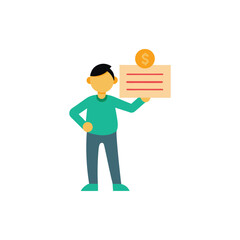 Obraz premium A person receiving a paycheck vector illustration