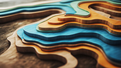 Obraz premium Layered paper cuts create a stunning 3D visual effect with vibrant colors