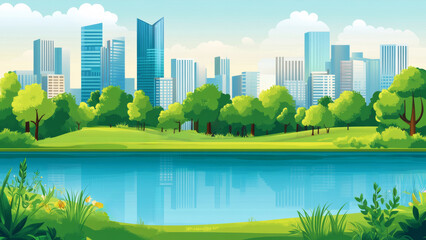 Obraz premium Families and friends relax and socialize in a vibrant city park