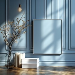 Blue Wall Mockup.