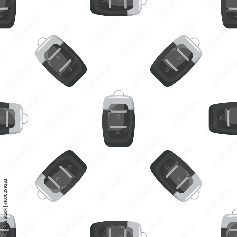 Poster repeating car key fobs creating a seamless pattern, ideal for automotive and security related design