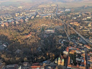 Aerial view of Jihlava ZOO, capturing the natural habitats and diverse animal species housed in this Moravian wildlife park