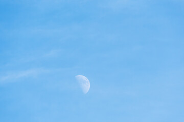 Daytime Moon in Blue Sky
