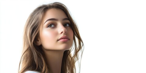 Fototapeta premium Portrait of an appealing young woman isolated against a white background.