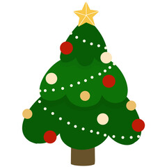 Christmas tree cartoon with stars 