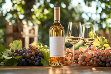 Empty Wine bottle mockup with white label