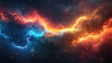 Fototapeta premium Vibrant Nebula Clouds in Deep Space with Stars and Glowing Interstellar Gas in a Majestic Cosmic Dance of Light