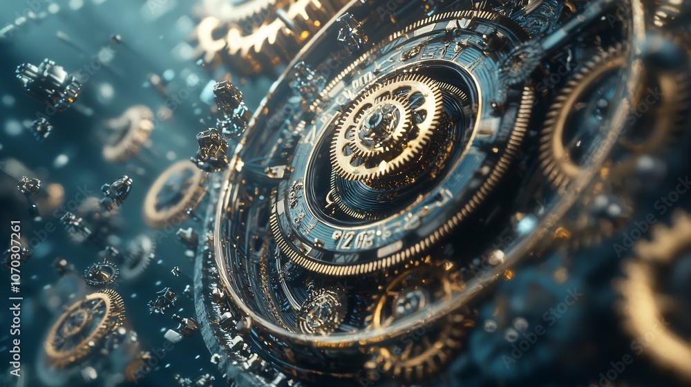 Poster Explore the intricacies of time and dimensions through conceptual imagery of fractal mechanics