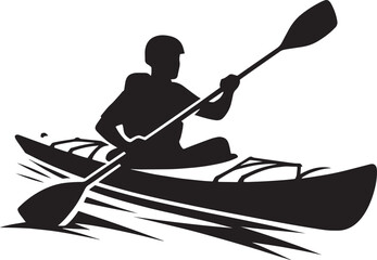 Kayaking silhouette vector illustration isolated on a white background