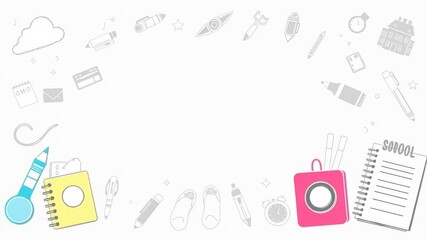 A vibrant and playful back to school pattern featuring hand-drawn school supplies, doodle lettering, and sketch icons on a kids style ink background, back to school, thematic impact