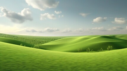 Fototapeta premium Serene Green Hills Under Blue Sky