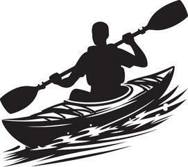 Kayaking silhouette vector illustration isolated on a white background