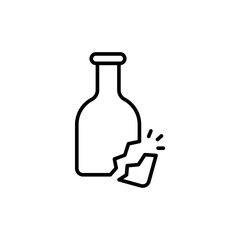 Broken bottle outline icons, minimalist vector illustration ,simple transparent graphic element .Isolated on white background
