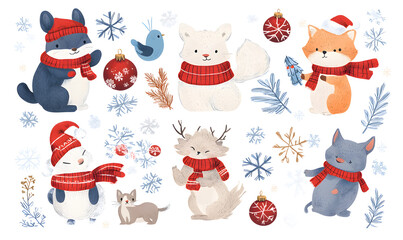 Christmas and New Year designs with festive ornaments, golden snowflakes, cozy wreaths, and sparkling holiday accents for wallpaper and greeting cards