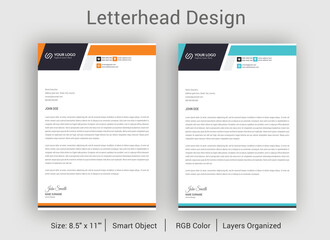 Minimal Corporate Letterhead Layout,Blue and White Letterhead,Modern Creative & Clean business style letterhead bundle
