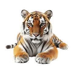 Obraz premium tiger lying isolated on transparent background