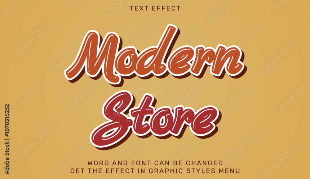 Poster modern store text effect template in 3d design