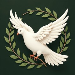 White dove with an olive branch, symbolizing peace