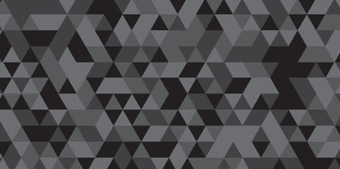 Fototapeta premium Abstract geometric black and gray background seamless mosaic diamond low polygon triangle texture wallpaper. Triangle shape retro wall grid pattern geometric ornament tile vector square element.