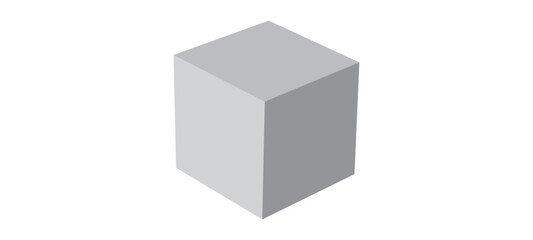 Cubes. Minimalistic white cube on a smooth gray gradient. Vector Illustration.