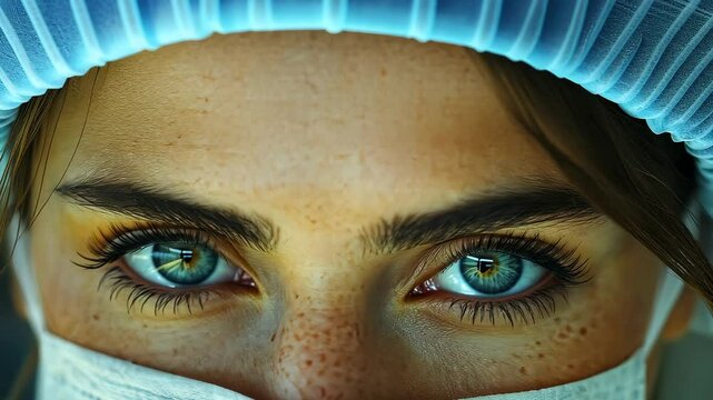 Close-up of confident healthcare professional wearing a mask