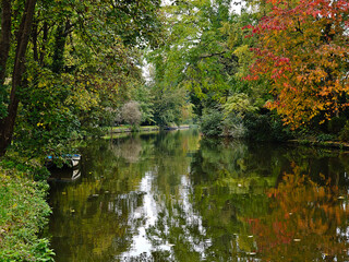 A landscape near Cookham loclk, near London, UK. Picture taken during Autumn, shows Autumn colors.
