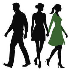 vector collection of man and woman walking silhouette