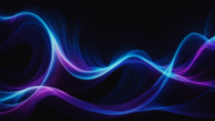 Neon Waves of Light in Motion with Fluid Flowing Patterns on Black Background, Abstract Energy Design