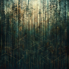 Aesthetic, Dark, Landscapes, Geometrically-patterned, Moody, Illustration, Kalevala, Twin Peaks