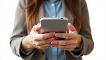 Close-up of Hands Holding a Smartphone