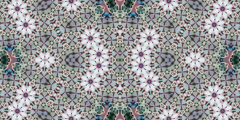 Seamless kaleidoscope pattern. The texture of the woven pattern. Endless pattern