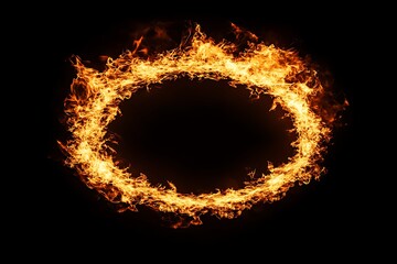 Fototapeta premium Fire flames creating a perfect circle on a black background
