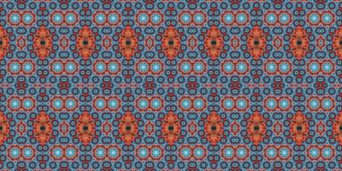 Seamless kaleidoscope pattern. The texture of the woven pattern. Endless pattern