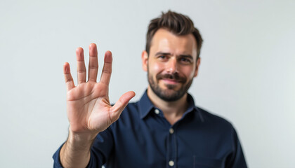 Naklejka premium Man Showing Stop Gesture