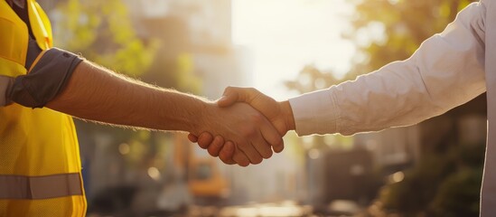 Construction Workers Handshake Agreement