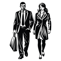 vector collection of man and woman walking silhouette