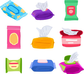 makeup remover wipes set cartoon. effective skincare, travel convenient, soothing hydrating makeup remover wipes sign. isolated symbol vector illustration