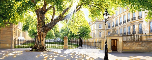 Sunny Day in a European City.