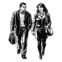vector collection of man and woman walking silhouette