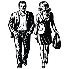 vector collection of man and woman walking silhouette