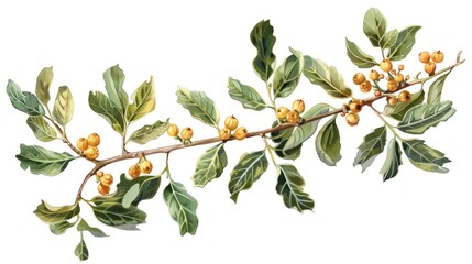illustration of boswellia serrata plant on white background digital painting