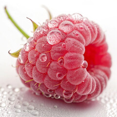 Ripe, juicy raspberries isolated on white background, perfect for healthy desserts