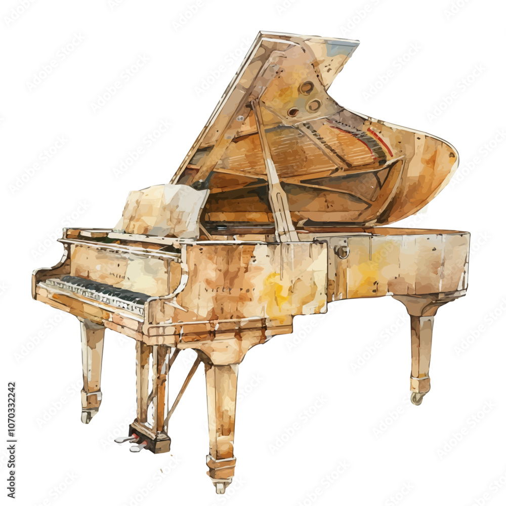 Canvas Prints A watercolor vector of a piano, isolated on a white background.