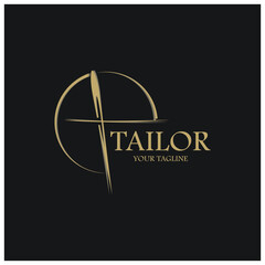 tailor logo icon illustration template combination of buttons for clothes, thread and sewing machine, for clothing product design, convection companies, fashion in vector form